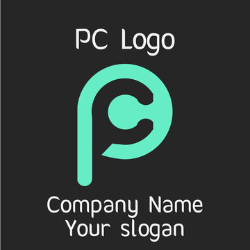 PC initials logo, name initials logo, company initials logo, person initials logo.