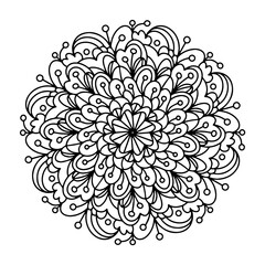 Mandala. Antistress coloring book. Template for mehendi. Oriental drawing. Vector illustration. Isolated on a white background.