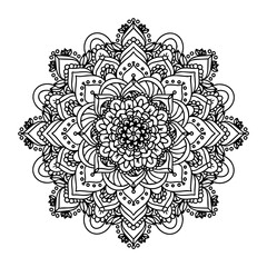 Mandala. Antistress coloring book. Template for mehendi. Oriental drawing. Vector illustration. Isolated on a white background.