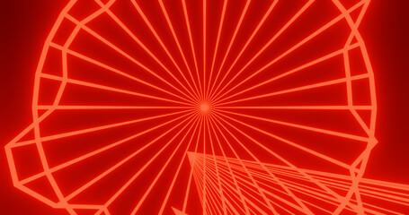 Obraz premium Render with neon bright red rays