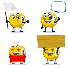vector illustration of billiard ball character or mascot