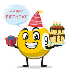 vector illustration of billiard ball character or mascot