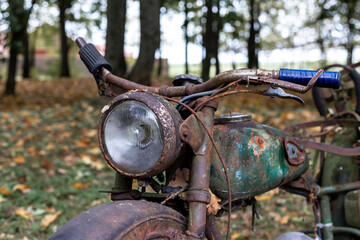Old, rusty Soviet motorcycle
