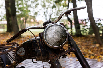 Old, rusty Soviet motorcycle