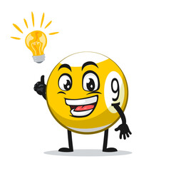 vector illustration of billiard ball character or mascot