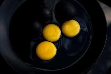 Black eggs with yolk