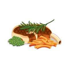 Grilled beef, tomahawk steak and spices served on plate, food background , vector , illustration