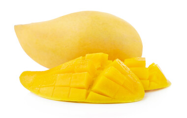 mango Fruit set slice isolated healthy fresh fruit top view vegetable agri nature fruit isolated on a white background.