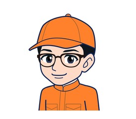 Young man in orange work clothes