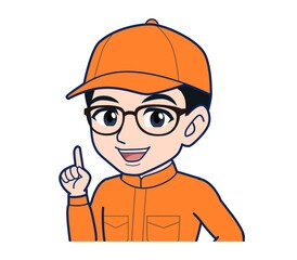 Fototapeta premium Young man in orange work clothes