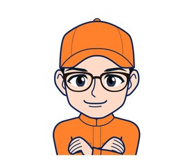 Young man in orange work clothes