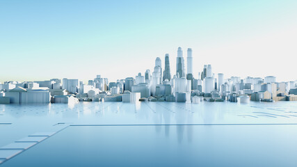 Abstract Modern High Quality City Panorama in Sunny Day