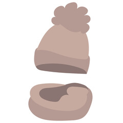 vector, isolated, scarf and hat in flat style