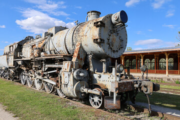 An old locomotive of a steam train in Estonia