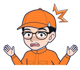 Young man in orange work clothes