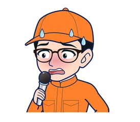 Young man in orange work clothes