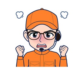 Young man in orange work clothes