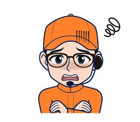 Young man in orange work clothes