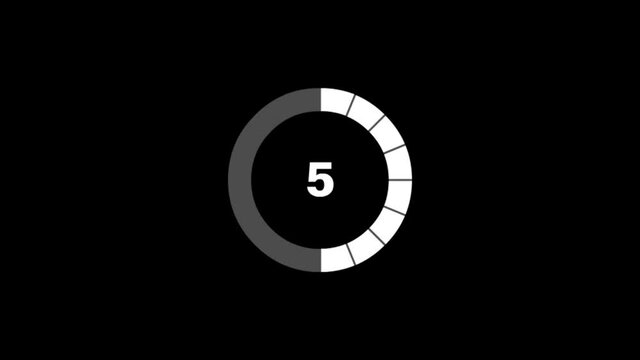 Countdown animation timer from 10 to 0 seconds with transparent background. Alpha Channel