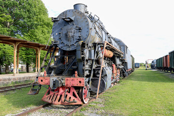 An old locomotive of a steam train in Estonia