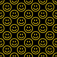 Fototapeta premium Smile icon pattern. Happy faces on white background. Vector abstract background