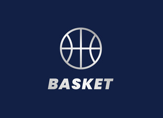 Vector illustration logo basketball ball and inscription basket