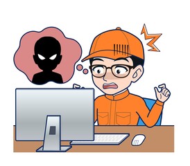 Young man in orange work clothes