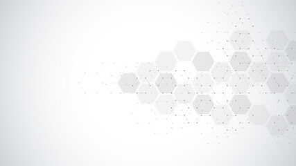 Abstract background of hexagons shape pattern. Concepts and ideas for healthcare technology, innovation medicine, health, science, and research.