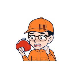 Young man in orange work clothes