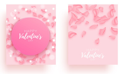Valentine day set love beautiful. Spesial brochure with hearts. Gift poster card. Sale banner background for romantic day.