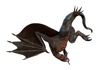 3D Rendering Fairy Tale Dragon on White