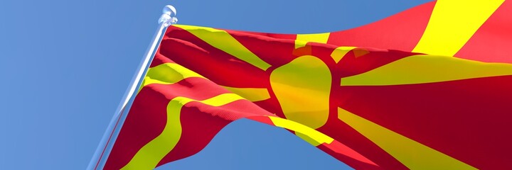 3D rendering of the national flag of Macedonia waving in the wind