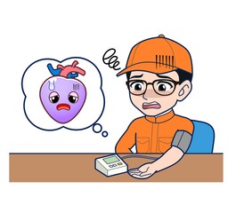 Young man in orange work clothes