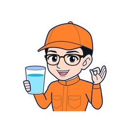 Young man in orange work clothes