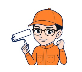 Young man in orange work clothes