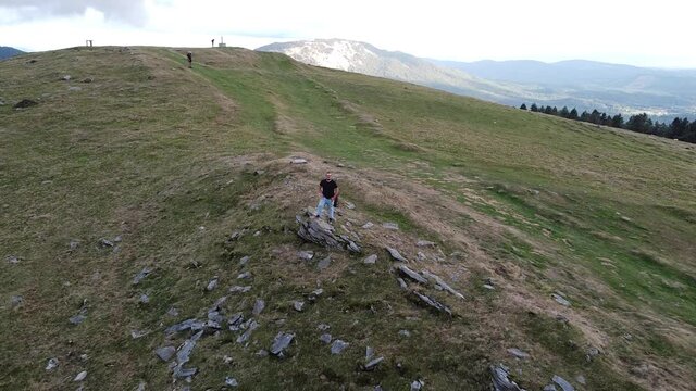 drone aerial shot of basque mountains in basque country in spain