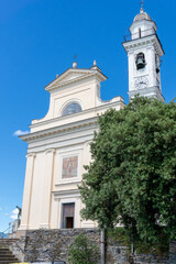 Fototapeta na wymiar view of facade of Santa Giulia church, Lavagna, Genoa, Italy