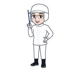 young man in white hygienic clothes