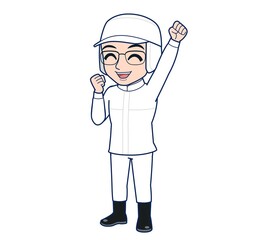 young man in white hygienic clothes