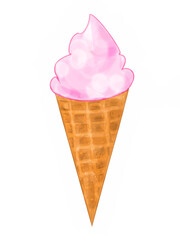 ice cream in a waffle cone on a white background