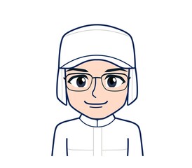 young man in white hygienic clothes