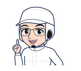 young man in white hygienic clothes