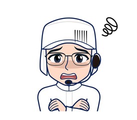 young man in white hygienic clothes