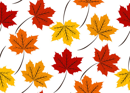 Vintage autumn tree leaves - colorful seamless pattern