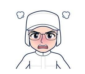 young man in white hygienic clothes