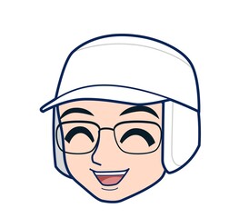 young man in white hygienic clothes