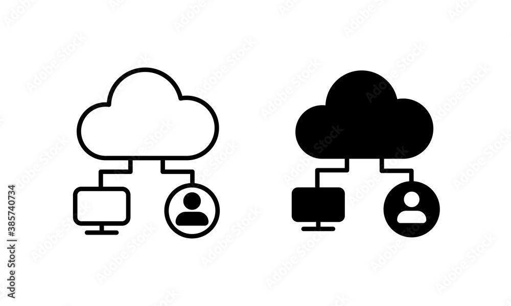 Poster cloud technology synchronization icon. cloud computing sync icon. file hosting technology symbol. ve