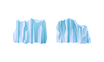 Blue Icebergs Peaks with High Cliff Vector Set