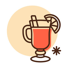 Mulled wine with orange slice and cinnamon stick