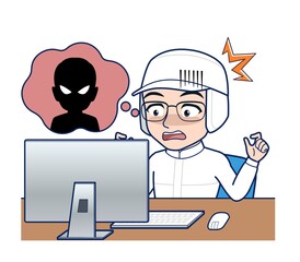 young man in white hygienic clothes